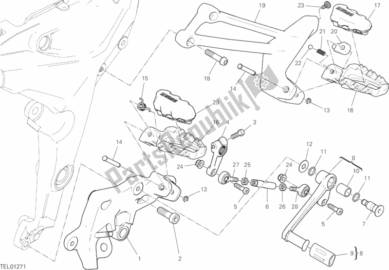 Todas las partes para Reposapiés, Izquierda de Ducati Multistrada 950 USA 2020